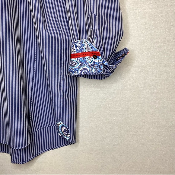 NXT Striped Dress Shirt Contrast Cuffs & Collar Blue Men’s Size 2X - Picture 8 of 11